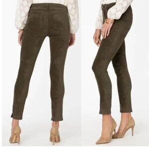 NWT NYDJ Alina Skinny Faux Suede pants in Olive Green, Size 10